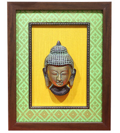 Brass Antique Green Buddha Face With Framed
