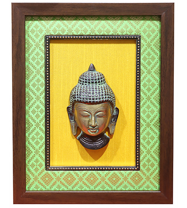 Brass Antique Green Buddha Face With Framed
