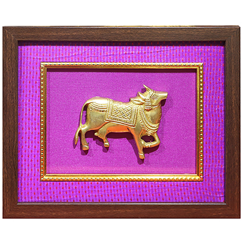 Brass Single Cow With Framed