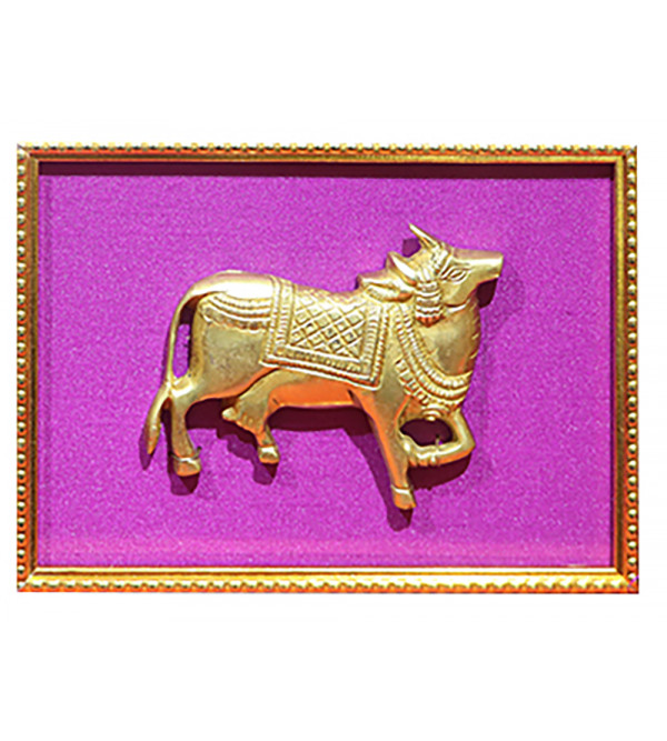 Brass Single Cow With Framed Brass Single Cow With Framed