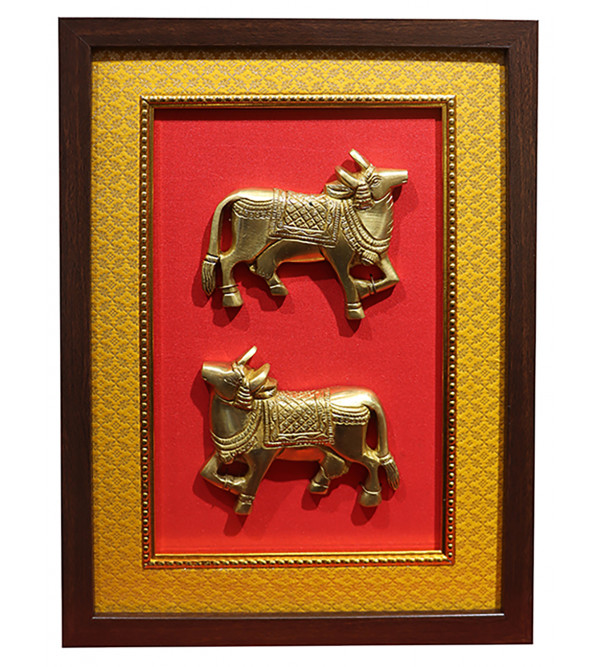 Brass Double Cow With Framed