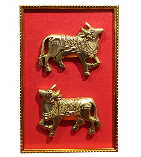 Brass Double Cow With Framed Brass Double Cow With Framed