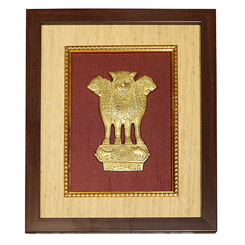 Brass Antique Styamev Jayate With Framed