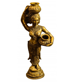 Lady Antique Figure With Pot Fine Work In Brass ( Note:- Packing & Shipping Charges will be Extra as per actual.)