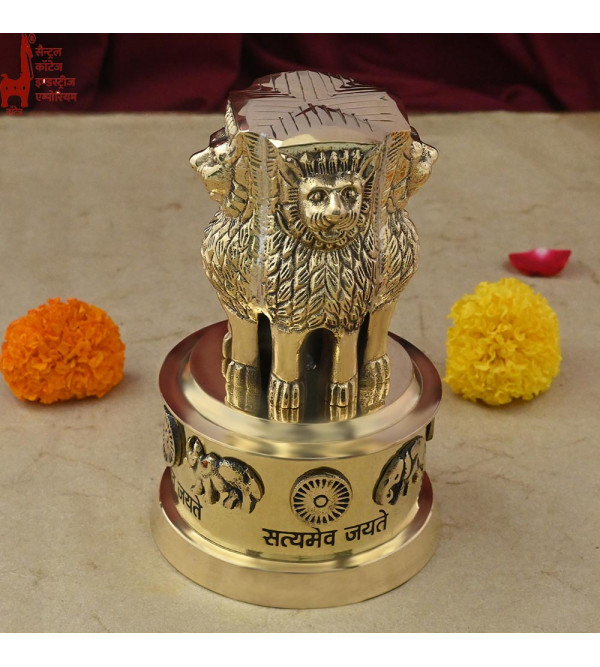 Brass Ashok Stambh (Lion Capital of Ashoka) – 4 Inch