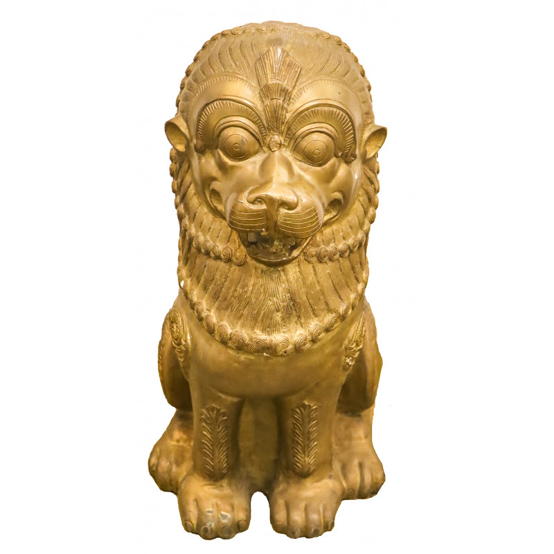 Brass Sitting Temple Lion With Fine Work Figure 2 PCS. Set( Note:- Packing & Shipping Charges will be Extra as per actual.)
