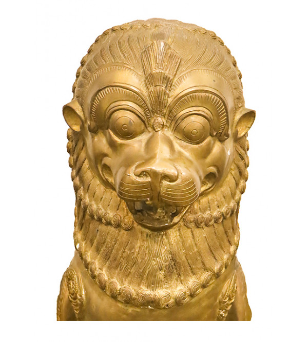 Brass Sitting Temple Lion With Fine Work Figure 2 PCS. Set( Note:- Packing & Shipping Charges will be Extra as per actual.)