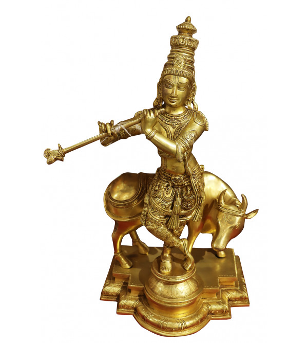 Brass Krishna With Nandi. ( Note:- Packing & Shipping Charges will be Extra as per actual.)
