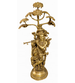 Brass Tree Krishna Figure ( Note:- Packing & Shipping Charges will be Extra as per actual.)