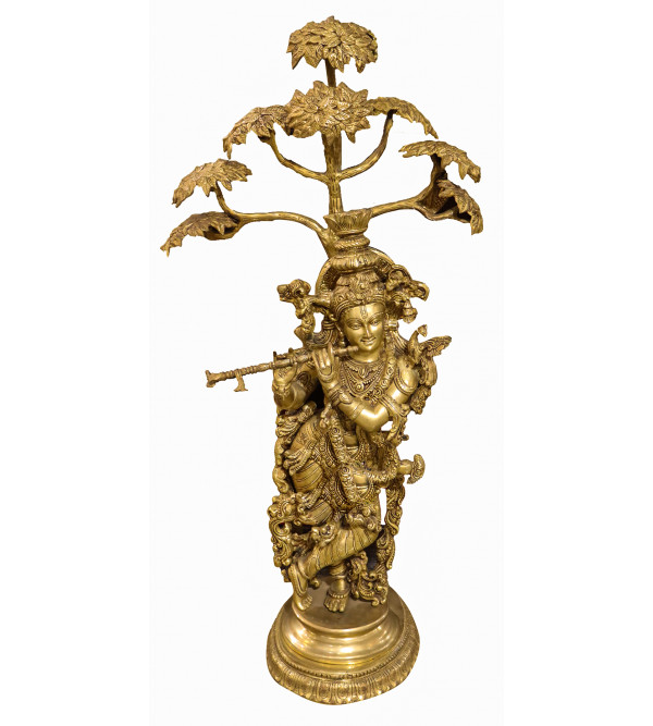Brass Tree Krishna Figure ( Note:- Packing & Shipping Charges will be Extra as per actual.)