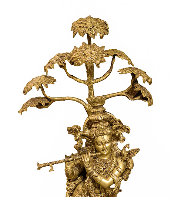Brass Tree Krishna Figure ( Note:- Packing & Shipping Charges will be Extra as per actual.)