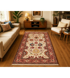 Woolen Carpet With Heriz Ivory Rust 10X50 KT
