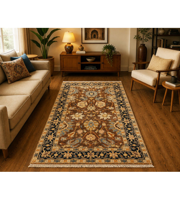 Woolen Carpet With Heriz Ivory Rust  10X50 KT