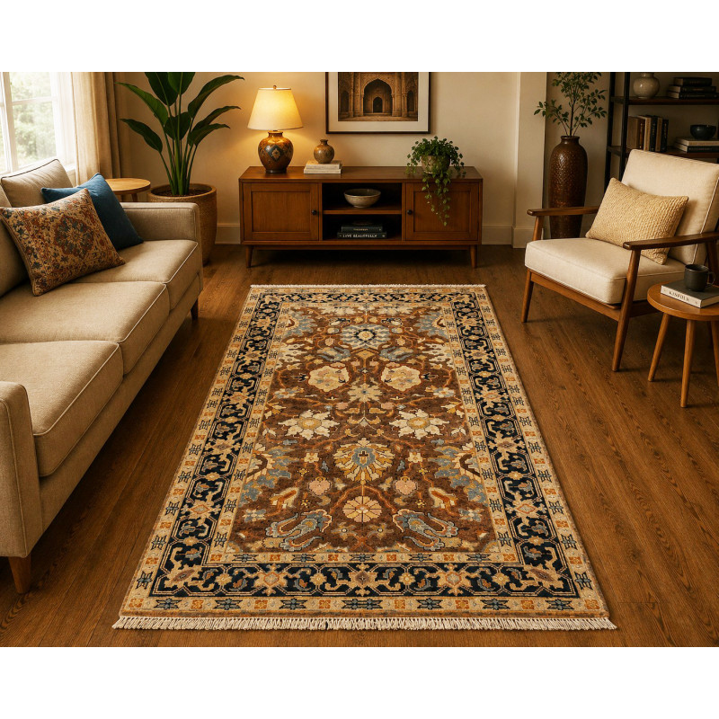 Woolen Carpet With Heriz Ivory Rust  10X50 KT
