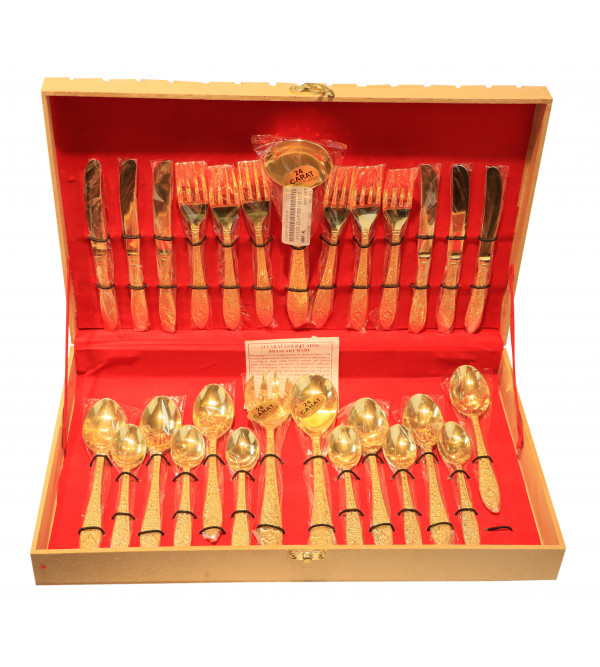 Brass Gold Plated Cutlery Set – 27 Pcs Set