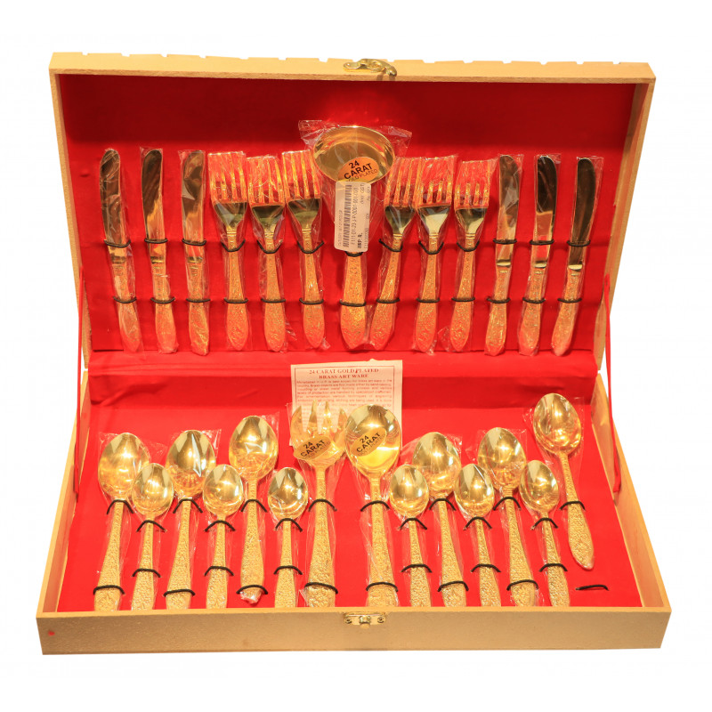Brass Gold Plated Cutlery Set – 27 Pcs Set