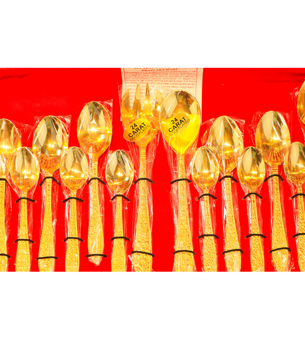 Brass Gold Plated Cutlery Set – 27 Pcs Set