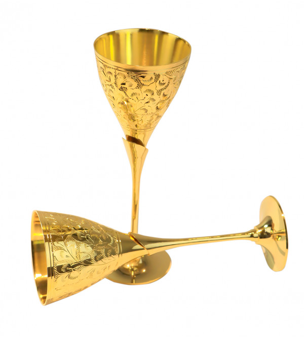 Brass Gold Plated Goblet Set – 2 Pcs (Micron 0.035 to 0.040)