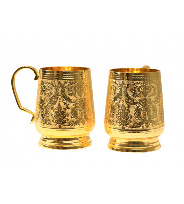 Brass Gold Plated Beer Mug Set – 2 Pcs