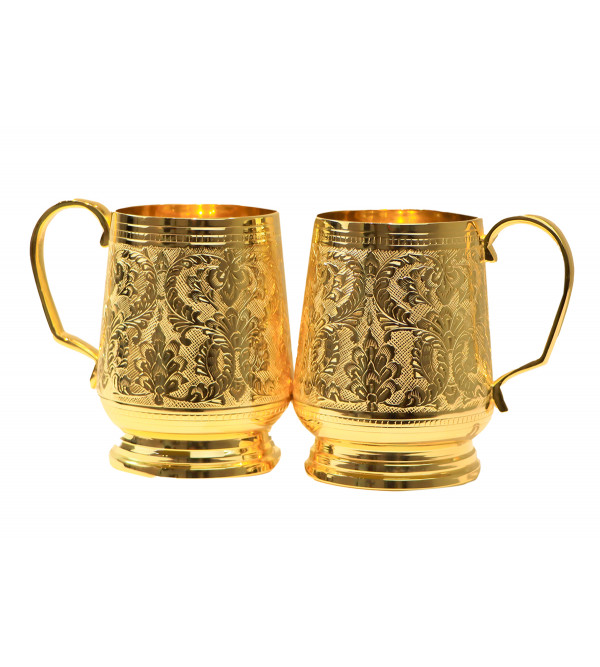 Brass Gold Plated Beer Mug Set – 2 Pcs