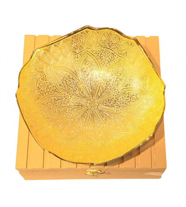 Brass Gold Plated Bowl With Traditional Design – 10 Inch
