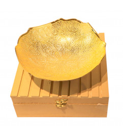 Brass Gold Plated Bowl With Traditional Design – 10 Inch