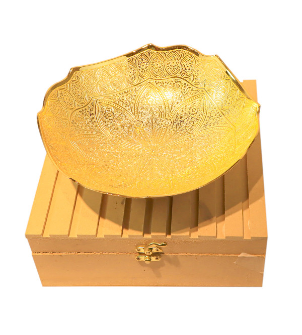 Brass Gold Plated Bowl With Traditional Design – 10 Inch