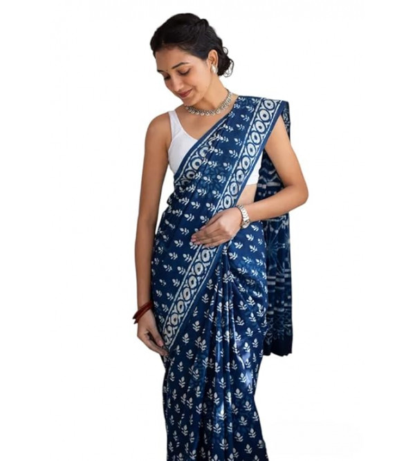 Bagru Block Printed Cotton Saree Assorted Colour & Design