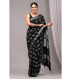 Bagru Block Printed Cotton Saree Assorted Colour & Design