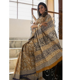 Bagru Block Printed Cotton Saree Assorted Colour & Design