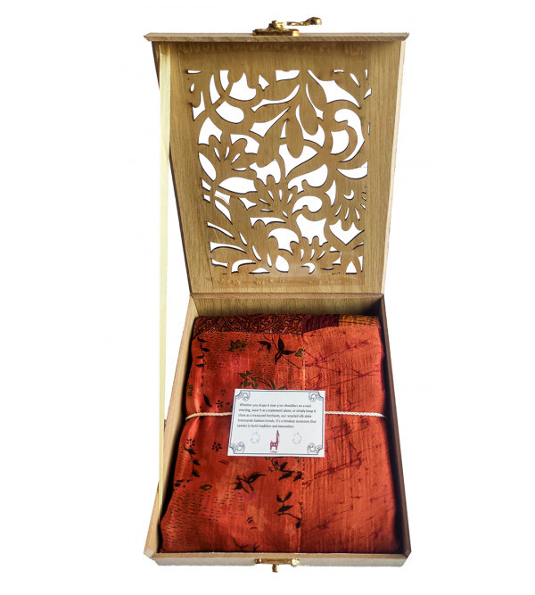 Silk Stole – Pochampally Patchwork (With Wooden Gift Box With Assorted Colour & Design) 