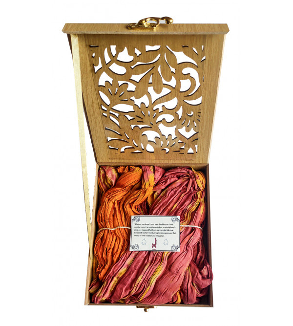 Silk Stole – Pochampally Patchwork (With Wooden Gift Box With Assorted Colours & Design)