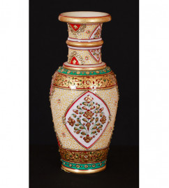 Marble Vase with Gold Leaf Work – Assorted Design (10 Inch)