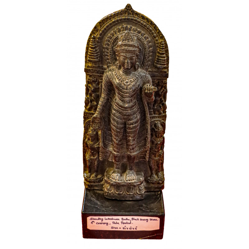 Standing Lokeshwara Buddah With Black Gray Stone ( Note:- Packing & Shipping Charges will be Extra as per actual.)