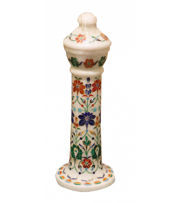 Surahi Vase Marble Inlay With Multi-Semi Precious Stone Floral Design ( Note:- Packing & Shipping Charges will be Extra as per actual.) 