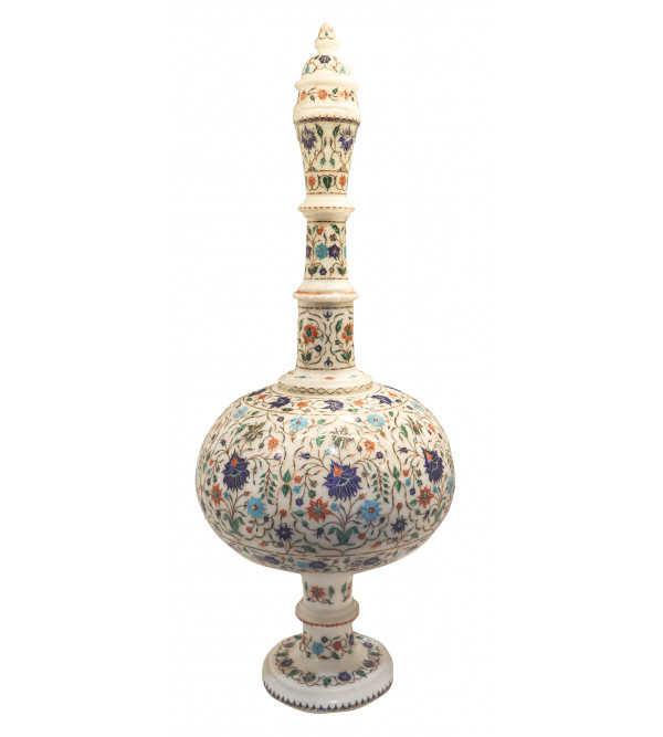 Surahi Marble With Nashila Multi-Semi Precious Stone Floral Design ( Note:- Packing & Shipping Charges will be Extra as per actual.)