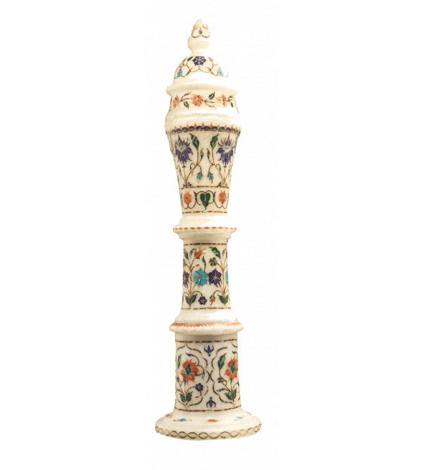 Surahi Marble With Nashila Multi-Semi Precious Stone Floral Design ( Note:- Packing & Shipping Charges will be Extra as per actual.)