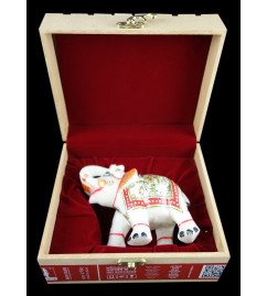 Marble Elephant with Gold Leaf Work – Assorted Design (3 Inch)