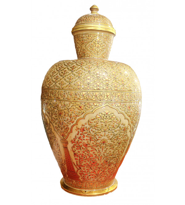 Marble Gold Leaf Barni With Lid