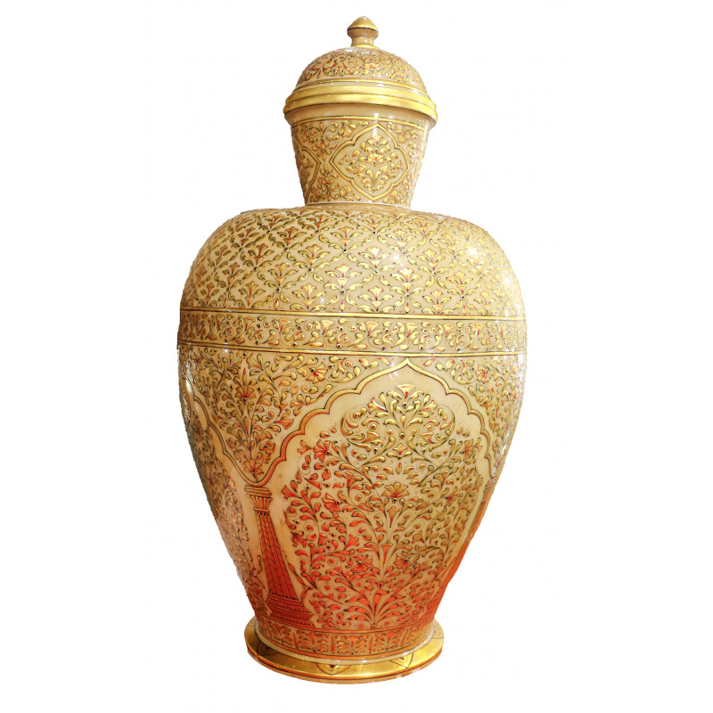 Marble Gold Leaf Barni With Lid