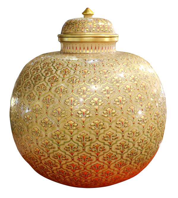 Marble Gold Leaf Matka With Lid