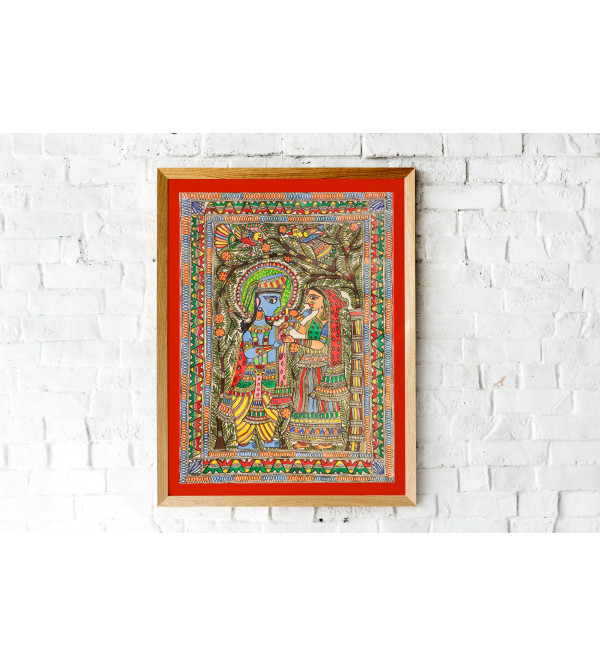 Radha & Krishna Madhubani Art Painting- (22x30 Inch)