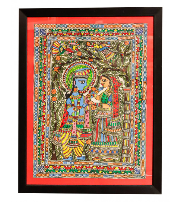 Radha & Krishna Madhubani Art Painting- (22x30 Inch)