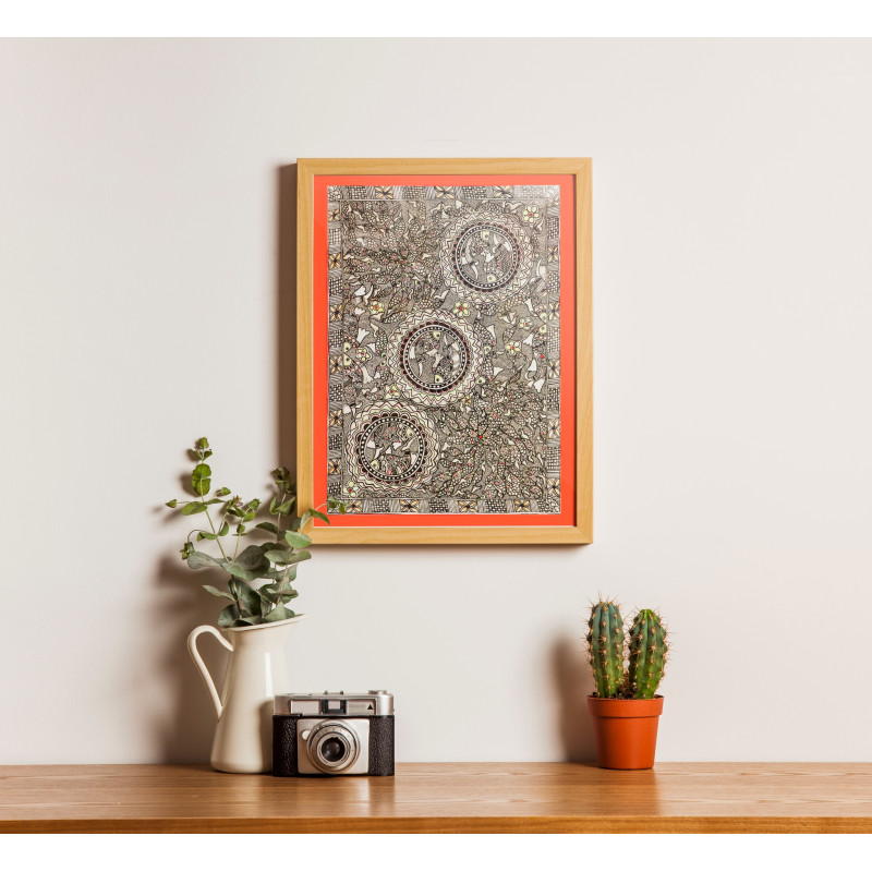 Fish Madhubani Art Painting- (22x30 Inch)