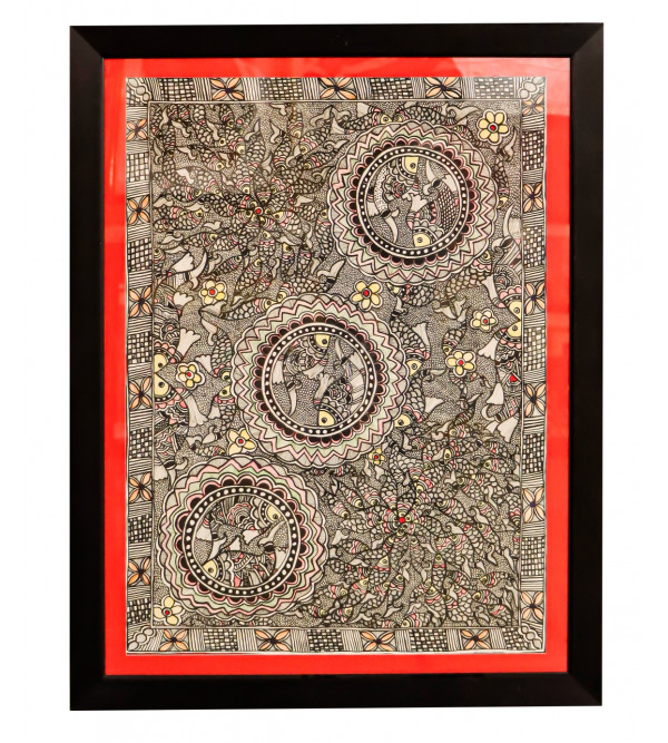 Fish Madhubani Art Painting- (22x30 Inch)