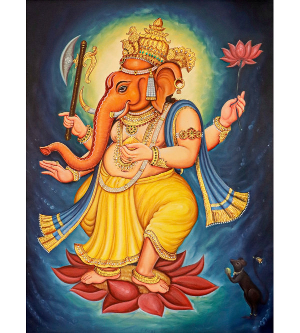 Ganesh Ji Painting On Canvas - (42x65 Inch) 