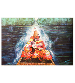 Shikara Painting on Canvas  (72x98 Inch)