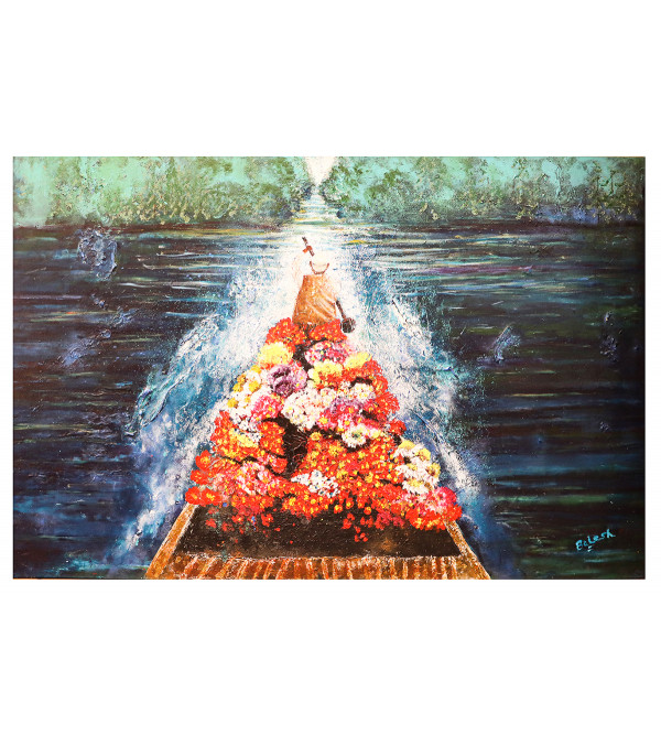 Shikara Painting on Canvas  (72x98 Inch)