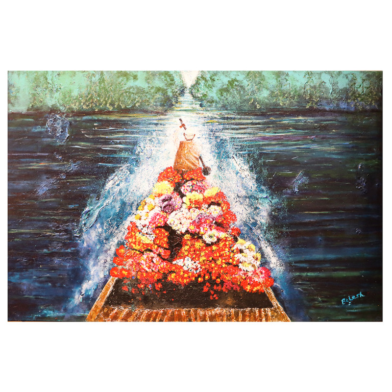 Shikara Painting on Canvas  (72x98 Inch)