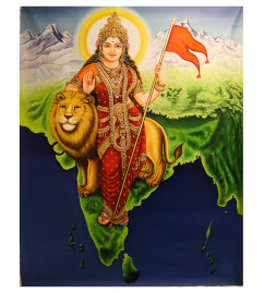 Bharat Mata Painting With Gold Work on Canvas (51x62 Inch)